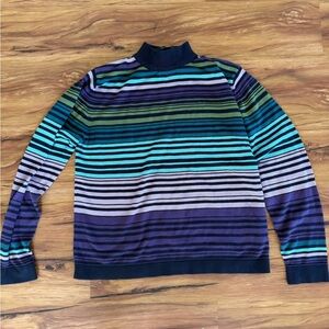 Erika Men's Turtleneck Sweater in Blue and Purple Stripes